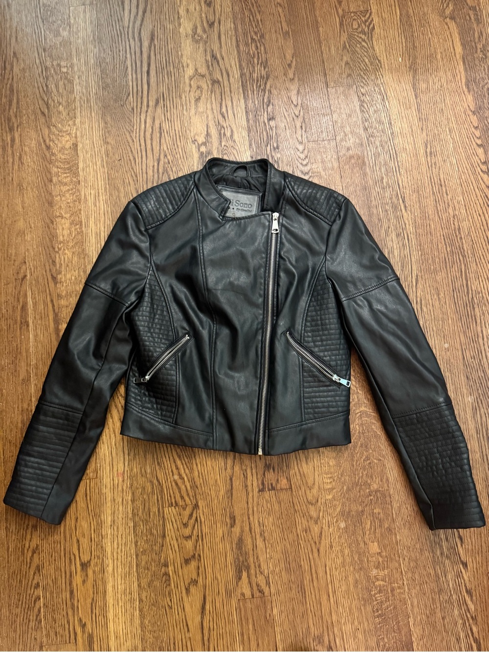 Sono Women's Black Quilted Moto Leather Jacket